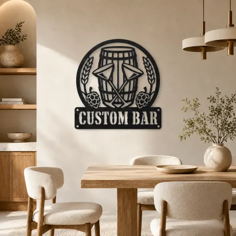 Vue alternative de Décoration murale en métal personnalisée pour bar à domicile avec fût de bière