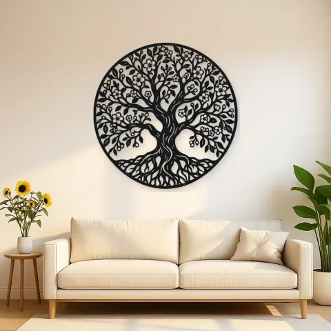 Blooming Spring Tree Metal Wall Art | Botanical Metal Wall Decor