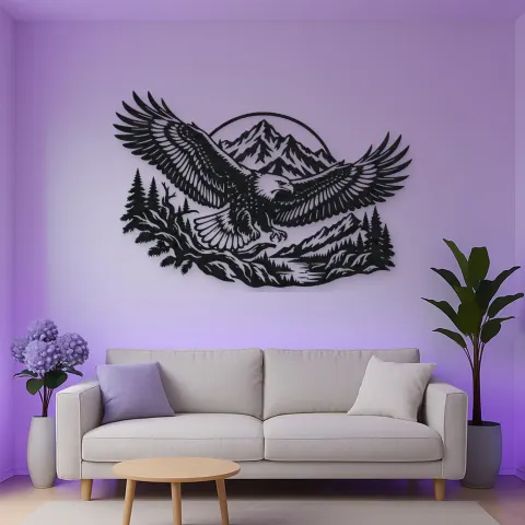 Eagle Mountain Flight Metal Wall Art | Wildlife Silhouette Decor alternative Ansicht