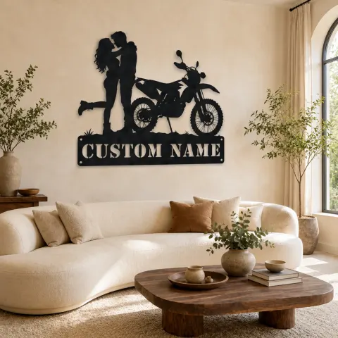 Décoration murale en métal personnalisée Couple Moto Dual Sport