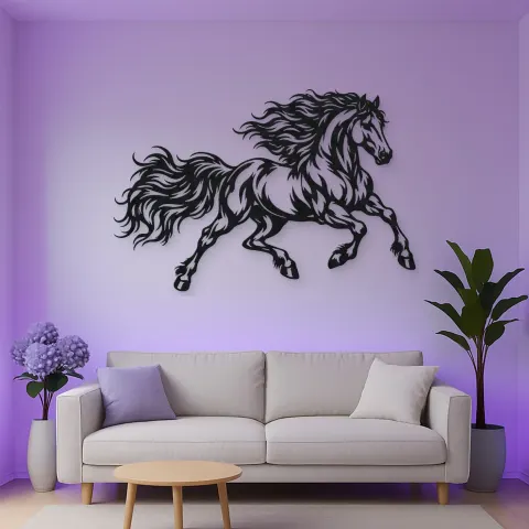 Vue alternative de Running Stallion Metal Wall Art | Equestrian Wall Decor