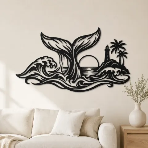 Whale Tail Ocean Metal Wall Art | Coastal and Nautical Wall Decor
