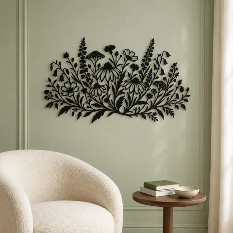 Vue alternative de Wildflower Meadow Metal Wall Art | Botanical Metal Wall Decor