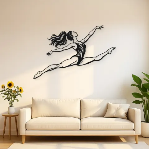 Gymnastics Split Leap Metal Wall Art | Movement Silhouette Decor