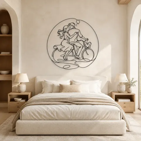 Vue alternative de Décoration murale en métal "Couple à vélo" | Décor romantique pour couple
