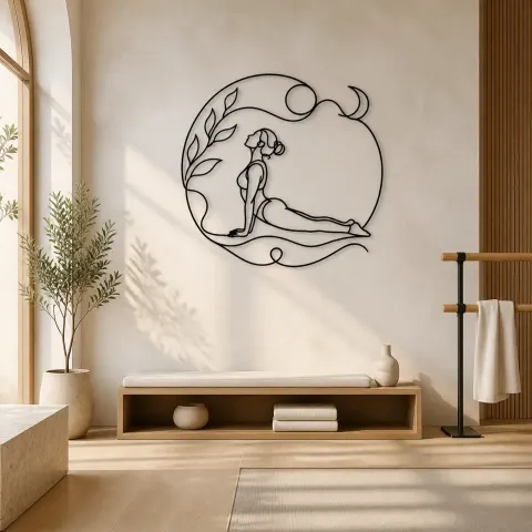Décoration murale en métal Upward Dog Flow | Décor mural Yoga et Méditation