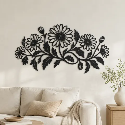Daisy Chain Metal Wall Art | Botanical Metal Wall Decor