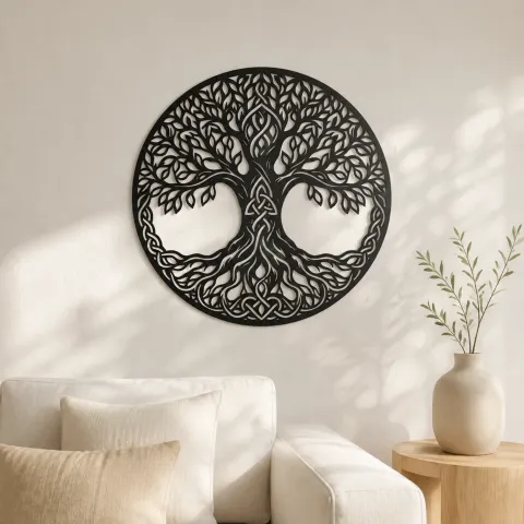 Celtic Roots Tree Metal Wall Art | Botanical Metal Wall Decor