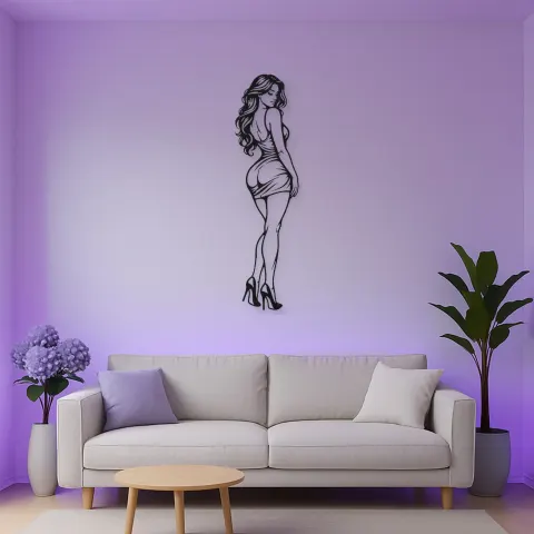 Vue alternative de Body Line Twist Metal Wall Art | Minimalist Woman Line Art