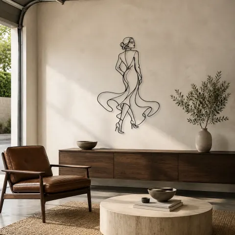 Tournée sur le Tapis Rouge Décoration Murale en Métal | Décor de Figure de Mode
