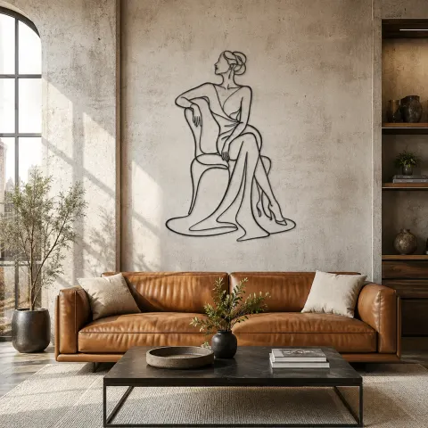 Vue alternative de Décoration murale en métal Muse de Chaise Élégante | Décor mural de figure de mode