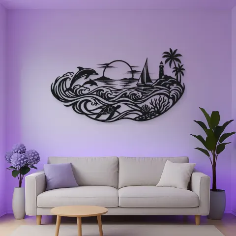 Endless Blue Horizon Metal Wall Art | Nature Silhouette Decor alternative Ansicht