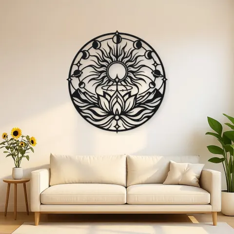 Solar Lotus Metal Wall Art | Botanical Metal Wall Decor