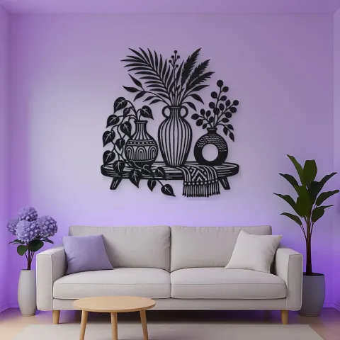 Vue alternative de Boho Vase Trio Metal Wall Art | Cozy Home Metal Decor
