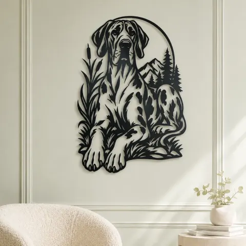 Vue alternative de Great Dane Minimal Metal Wall Art | Pet Lover Silhouette Decor