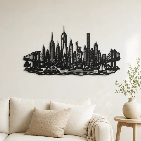 New York Skyline Flow Metal Wall Art | Travel and City Wall Decor