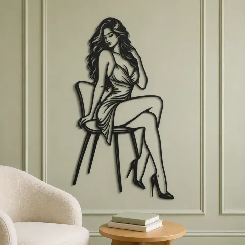 Vue alternative de Sensual Chair Pose Metal Wall Art | Movement Silhouette Decor