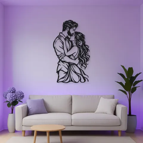 Tender Forehead Kiss Metal Wall Art | Romantic Couple Decor alternative Ansicht