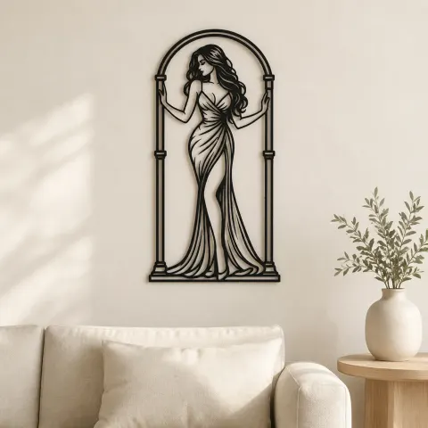 Woman in Arch Metal Wall Art | Minimalist Woman Line Art
