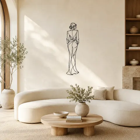 Silhouette Sophistiquée de Dos en Métal | Décoration Murale Figure de Mode