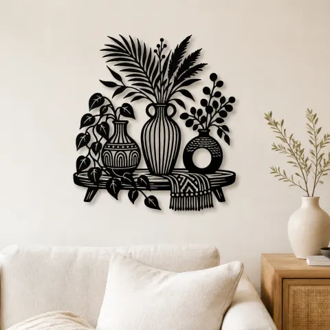 Boho Vase Trio Metal Wall Art | Cozy Home Metal Decor
