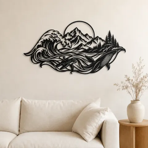 Ocean Mountain Fusion Metal Wall Art | Coastal and Nautical Wall Decor