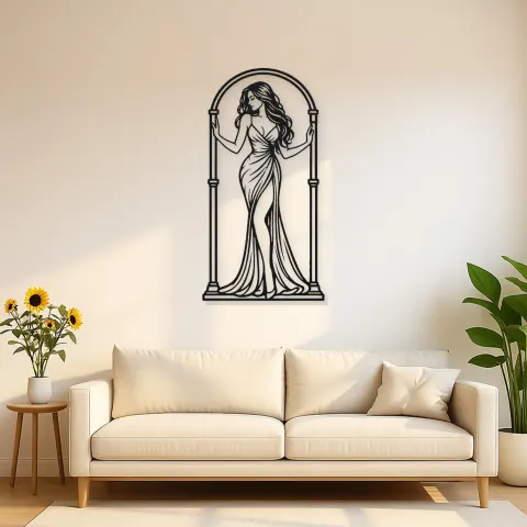 Woman in Arch Metal Wall Art | Minimalist Woman Line Art