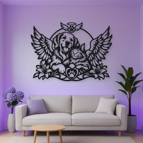Pet Memorial Wings Metal Wall Art | Pet Lover Silhouette Decor alternative Ansicht
