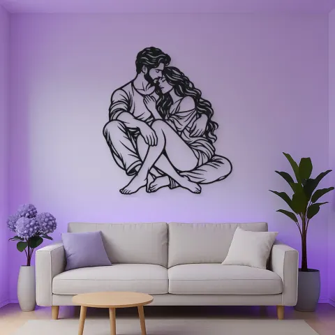 Seated Cuddle Metal Wall Art | Romantic Couple Decor alternative Ansicht