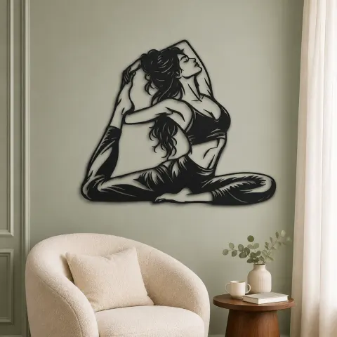 Vue alternative de Pigeon Pose Serenity Metal Wall Art | Movement Silhouette Decor