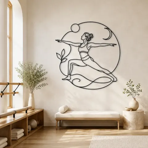Décoration murale en métal "Side Angle Strength" | Décor mural de yoga et méditation