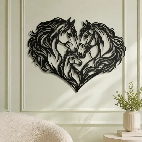 Vue alternative de Horse Heart Profiles Metal Wall Art | Equestrian Wall Decor