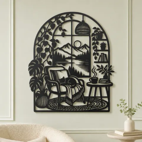 Vue alternative de Home Arch Landscape Metal Wall Art | Cozy Home Metal Decor