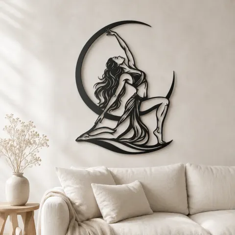 Moon Salutation Metal Wall Art | Movement Silhouette Decor