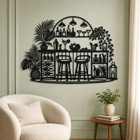 Vue alternative de Cocktail Bar Flow Metal Wall Art | Cozy Home Metal Decor