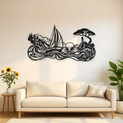 Mediterranean Sail Metal Wall Art | Coastal and Nautical Wall Decor