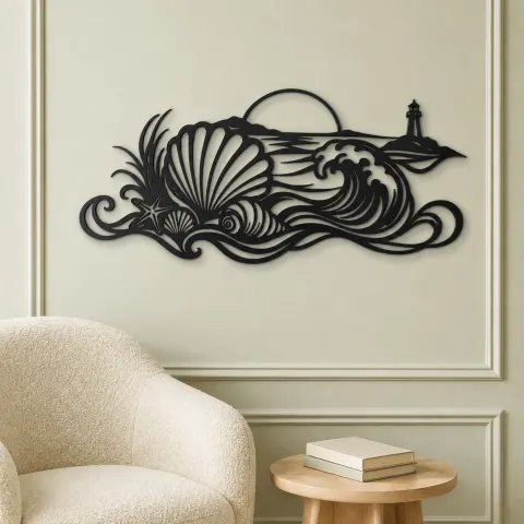 Vue alternative de Shell and Tide Metal Wall Art | Coastal and Nautical Wall Decor