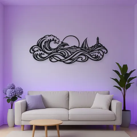 Interwoven Ocean Waves Metal Wall Art | Coastal and Nautical Wall Decor alternative Ansicht