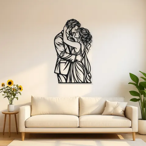 Anniversary Embrace Metal Wall Art | Romantic Couple Decor