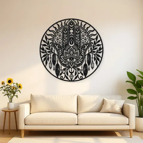 Protection Hand Metal Wall Art | Spiritual Boho Metal Decor