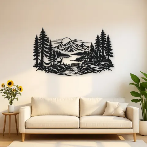 Endless Evergreen Horizon Metal Wall Art | Nature Silhouette Decor