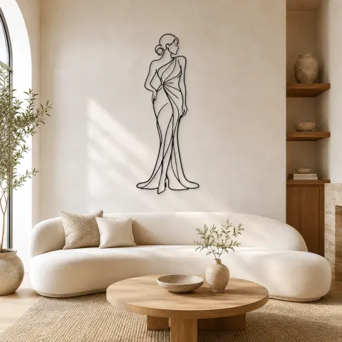 Décoration murale en métal "Modèle de Regard Latéral" | Décor mural de figure de mode