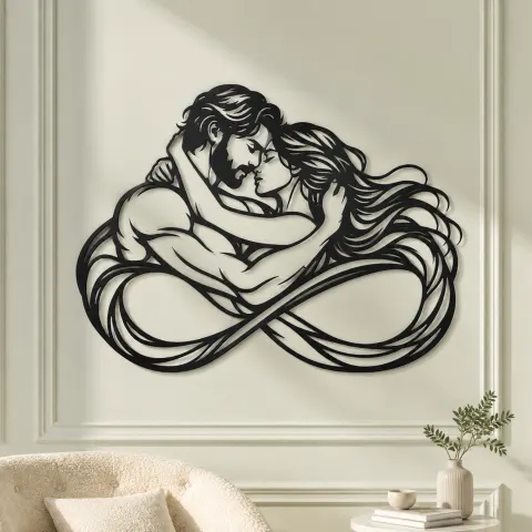 Vue alternative de Eternal Loop Lovers Metal Wall Art | Romantic Couple Decor