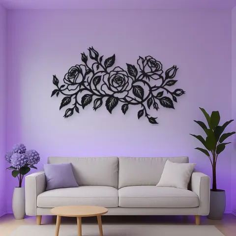 Vue alternative de Rose Vine Embrace Metal Wall Art | Botanical Metal Wall Decor