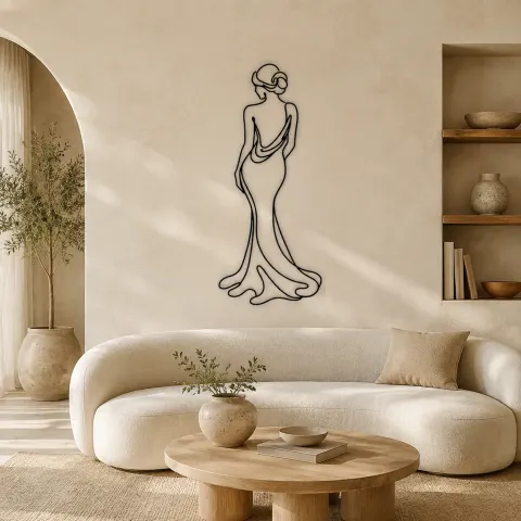 Décoration murale en métal personnalisée Portrait de Dos | Décor mural de figure féminine