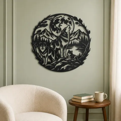 Vue alternative de Wolf Moon Arc Metal Wall Art | Celestial Boho Wall Decor