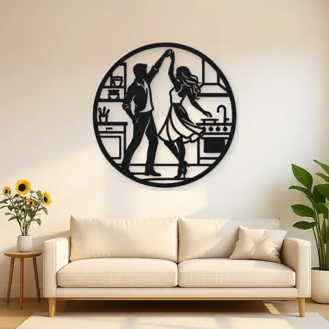 Dancing in Kitchen Metal Wall Art | Cozy Home Metal Decor
