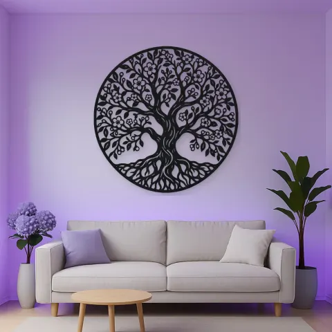 Vue alternative de Blooming Spring Tree Metal Wall Art | Botanical Metal Wall Decor