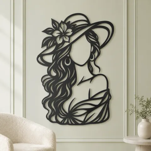 Vue alternative de Faceless Fashion Muse Metal Wall Art | Minimalist Woman Line Art