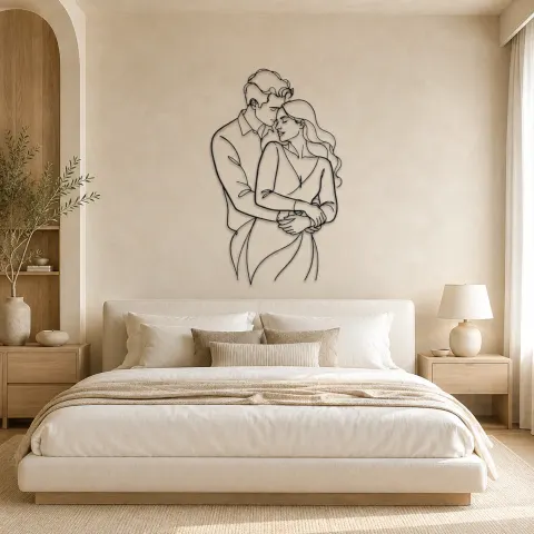 Vue alternative de Décoration murale en métal Amoureux en Câlin de Dos | Décor Romantique
